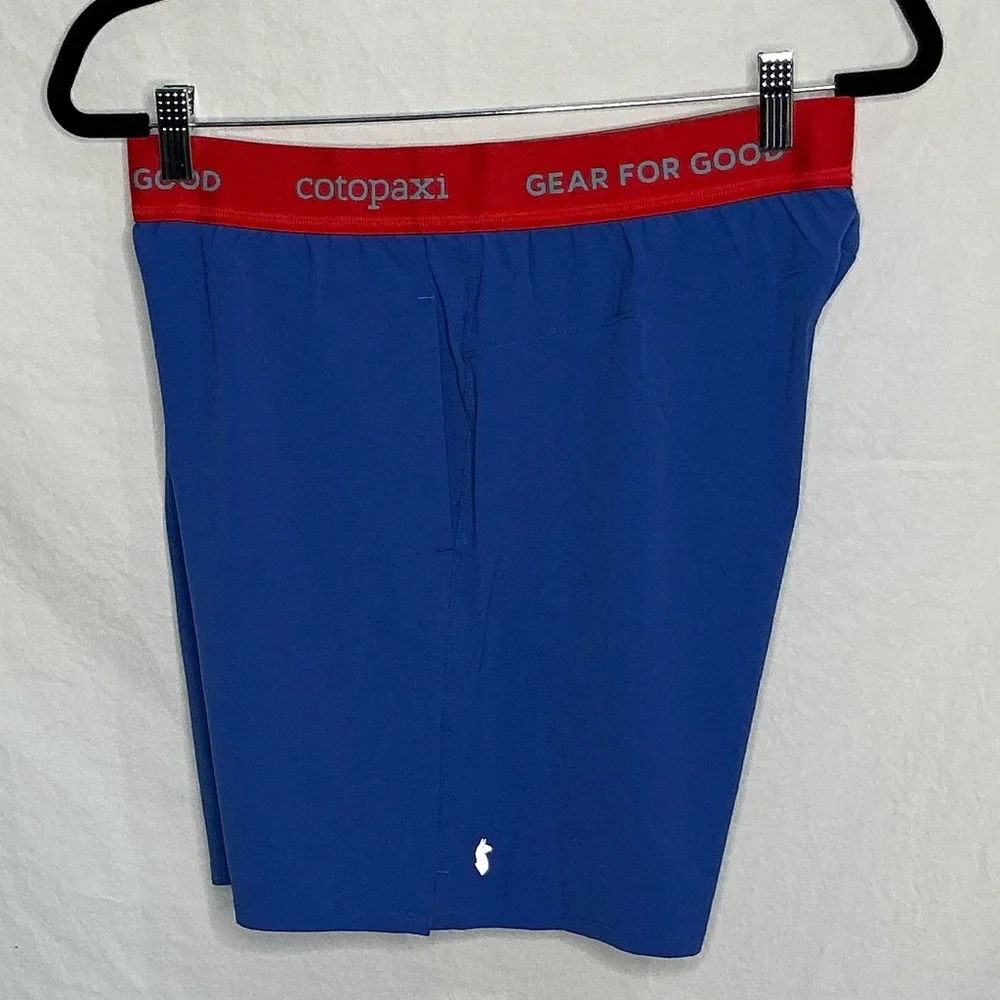 Cotopaxi Shorts Mens M Blue Nylon Spandex Crux Spellout Waistband Hiking Outdoor
